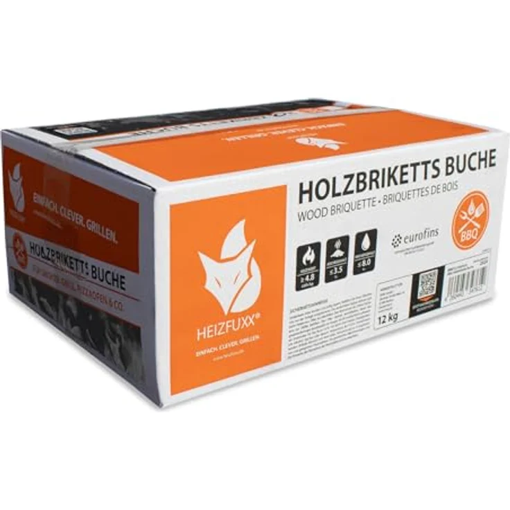 HEIZFUXX Nestro M Hartholz Holzbriketts, 12kg Karton 25 Stück, FSC-zertifiziert, hohe Heizleistung, geringe Rauchentwicklung – Bild 2