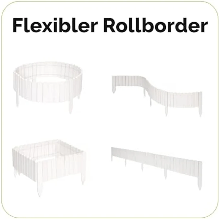 Garronda Beeteinfassung Holz Rollzaun Holzzaun 200 x 8 cm imprägniert Flexibler Rollborder Rasenkante Palisade Gartenzaun Umzäunung für Garten GD-0046 (Weiß, Höhe: 8 cm) – Bild 2