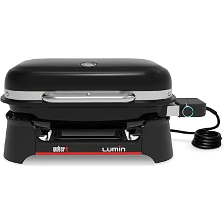 Weber Lumin Elektrogrill, Bis zu 315 °C, mit Deckelthermometer und emaillierten Gusseisenrosten, 33 x 49 cm Grillfläche, Schwarz (1502045) – Bild 1