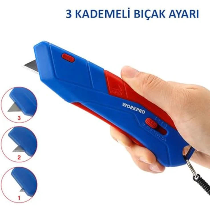 WorkPro WP213010 Cuttermesser, Sicherheitsmesser mit automatischem Einzug und 4 Klingen im ABS-Koffer – Bild 4
