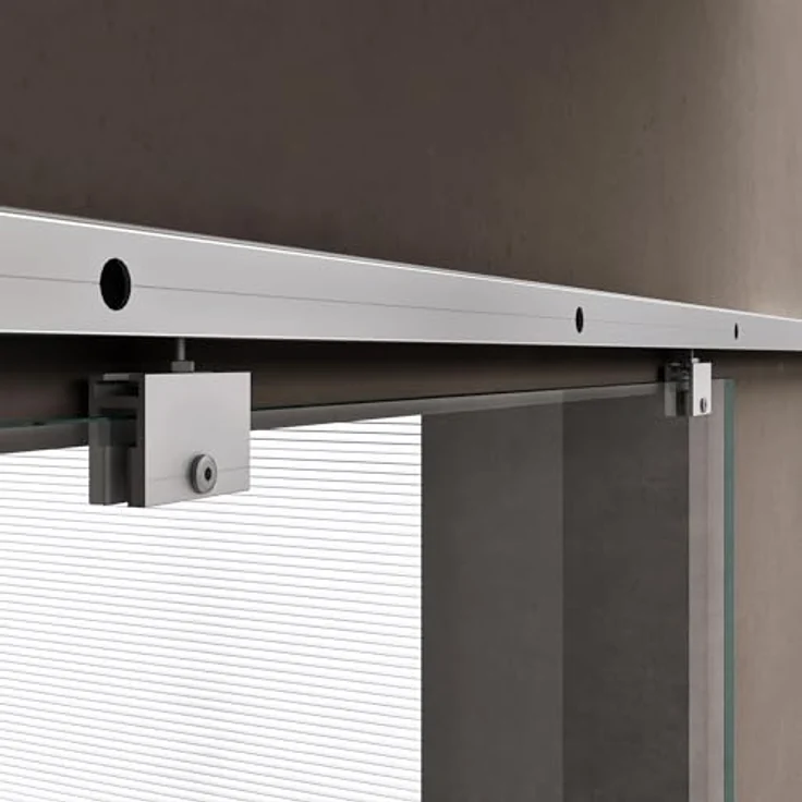 doporro Glasschiebetür Komplettset 90 x 205 cm Klarglas mit Muschelgriff | 15mm Wandabstand | ESG-Sicherheitsglas | Amalfi-plus 19 – Bild 4