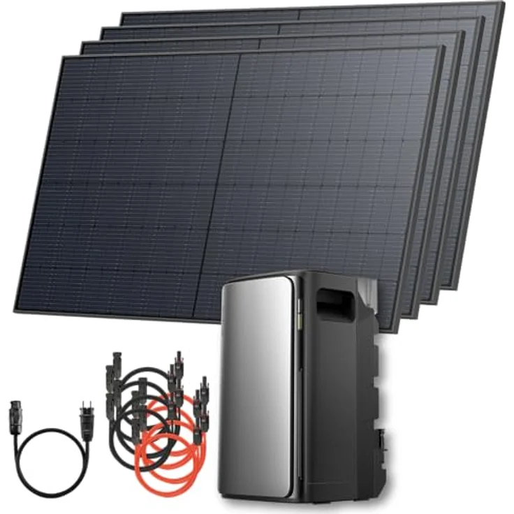 Solarway® 2000Wp / 800W Balkonkraftwerk mit 1,9kWh Speicher und EcoFlow STREAM Ultra, Solaranlage Komplettset mit 4x 500W Solarmodulen und Zubehör – Bild 1