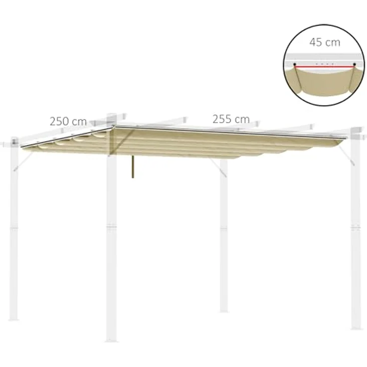 Outsunny Pavillon-Ersatzdach für 3 x 3 m Pergola mit Regenabflusslöchern, 180 g/m², 250 x 255 cm, Beige – Bild 5