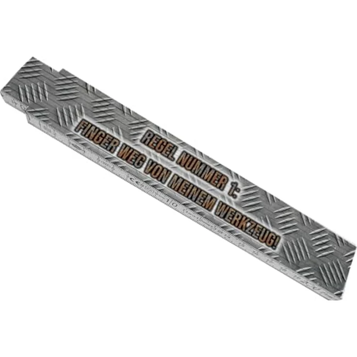 speecheese Meterstab aus Holz für Metallbauer, Zollstock mit Metallmotiv, 10 Gelenke, 24x3,5 cm – Bild 1