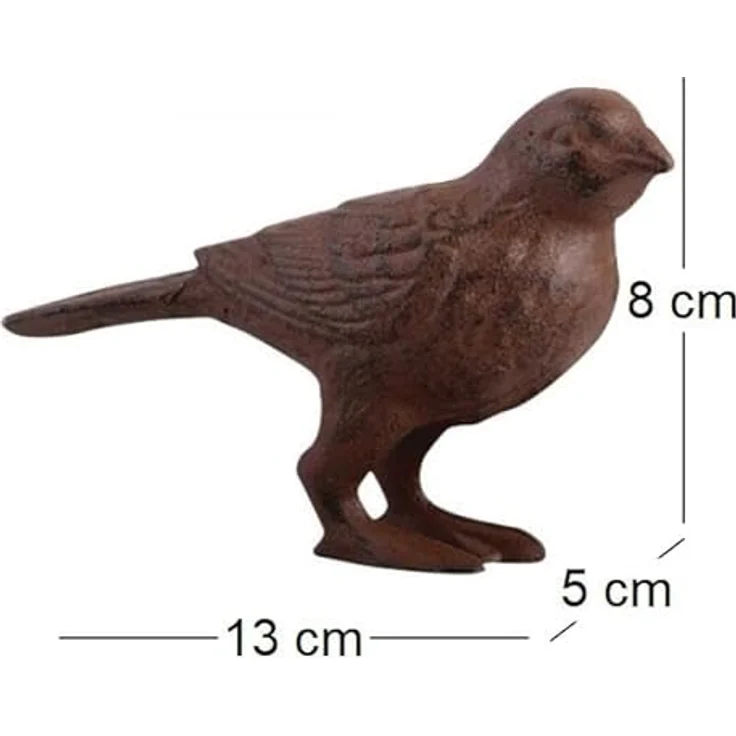Esschert Design Gartenfigur, Skulptur Motiv Vogel, stehend, aus Gusseisen in braun, ca. 12 cm x 4,5 cm x 8 cm – Bild 4