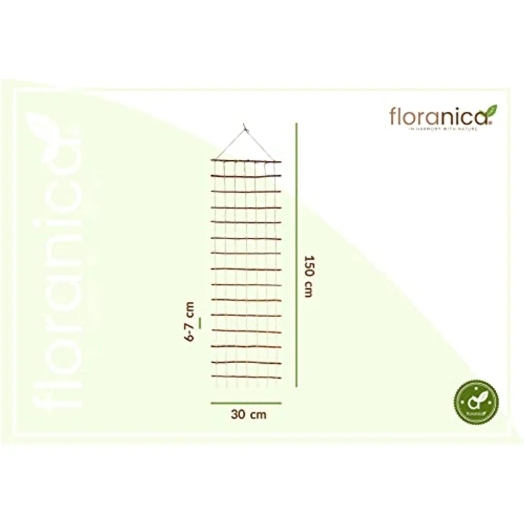 Floranica Rankhilfe Rankgitter für Kletterpflanzen Länge 150cm Breite 30cm Naturweide Ökologische Schnur und Jutesack Stütze für Rosen Kletterpflanzen Gemüse Reben – Bild 4