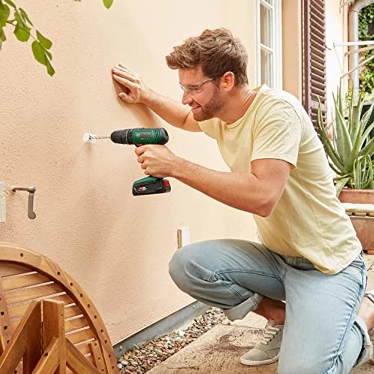 Bosch Home and Garden Akku Schlagbohrschrauber EasyImpact 18V-40 (2x Akku 2,0 Ah, 18 Volt System, mit 34-tlg. Schraubendreher- und Bohrer-Set für Holz, Stein und Metall, im Karton) – Bild 4