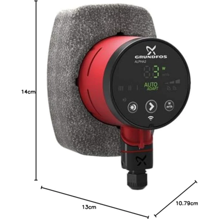Grundfos ALPHA2 25-40 Hocheffizienz Umwälzpumpe 130 mm, 1 1/2" mit AUTO ADAPT und LED-Display – Bild 4