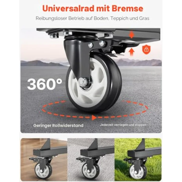 VEVOR Klappstuhlständer, doppellagiger Stuhlwagen für 84 Stühle/12 Tische, 361 kg Tragkraft, mattschwarz mit Gummirädern und Staubschutzhülle – Bild 5