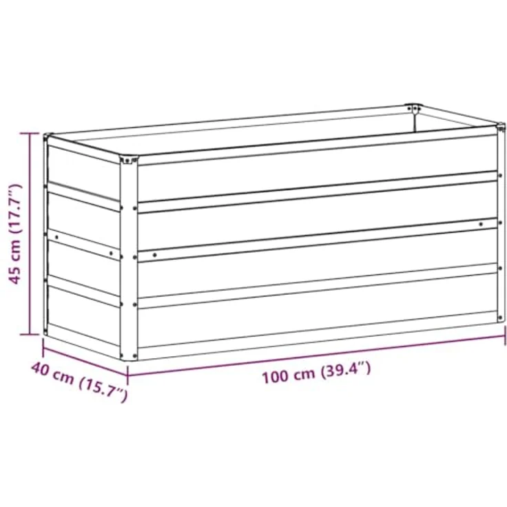 vidaXL Hochbeet aus verzinktem Stahl, hellbraun, 100 x 40 x 45 cm, rost- und korrosionsbeständig, wetterfest, offenes Bodendesign – Bild 3