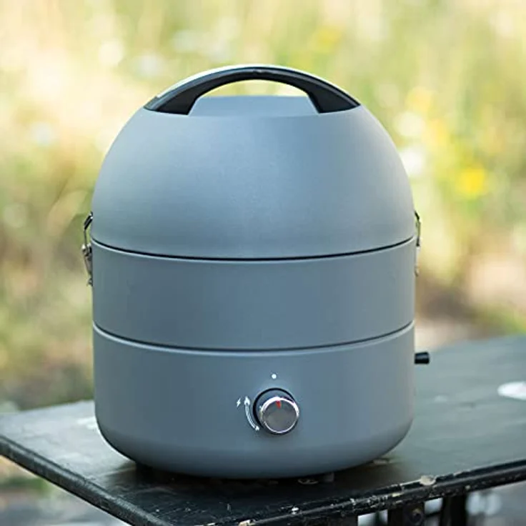 TAINO Tischgrill Kompakt-Grill Gasgrill Gas Tisch Edelstahl-Brenner BBQ Camping (Grill-to-Go Grau) – Bild 3