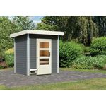 Karibu Saunahaus Jorgen mit moderner Tür terragrau - Preisvergleich