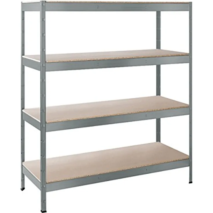 Schwerlastregal, XXL-Regal mit 4 Böden (bestehend aus 2 Einheiten), Stecksystem ohne Schrauben, 180x160x60 cm, Traglast bis zu 1000 kg, verzinkt