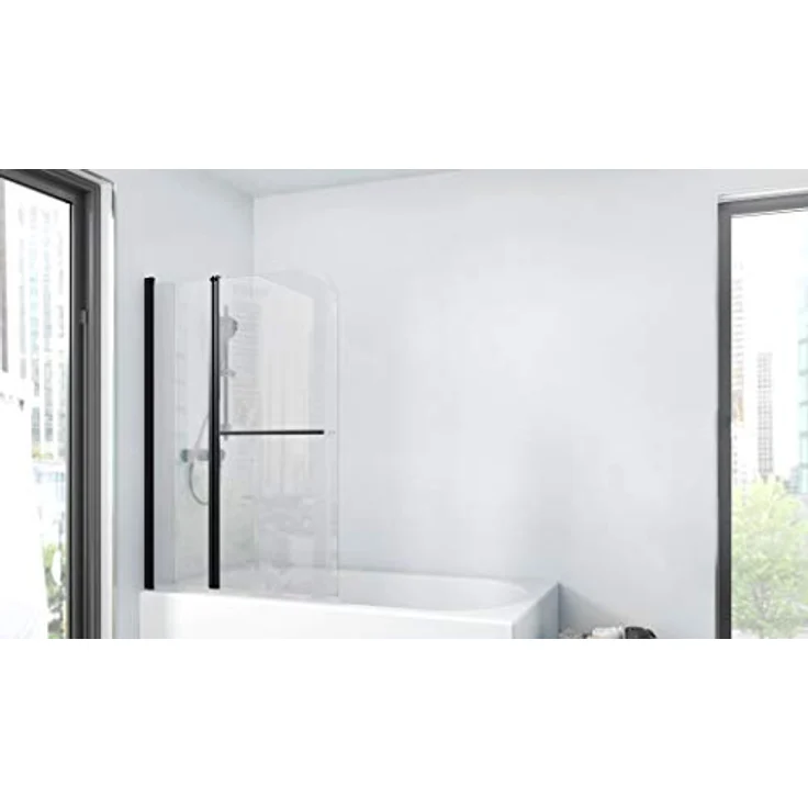 Marwell Badewannenfaltwand FACTORY, Einscheibensicherheitsglas, 2-teilig, Breite 100 cm, matt schwarz – Bild 2