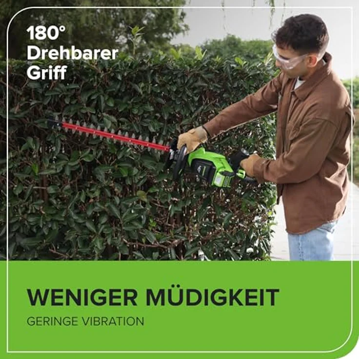 Greenworks Heckenschere, drahtlose Doppelmesser-Heckenschneider, 66 cm, bis 28 mm, 3400 SPM, ohne Akku – Bild 5