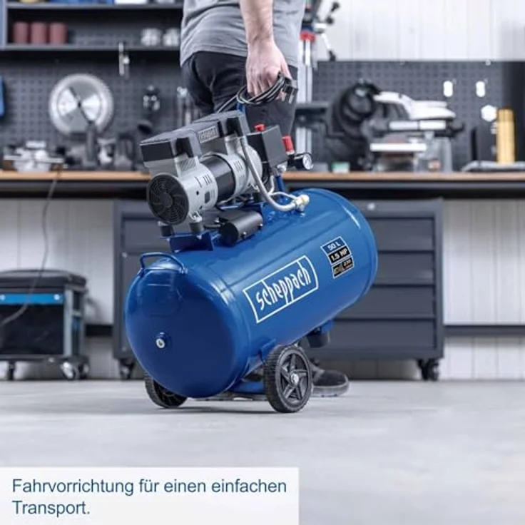Scheppach Silent Kompressor HC52Si, Doppelzylinder 8bar, 50L, 230 L/min, ölfrei, super silent – Bild 5