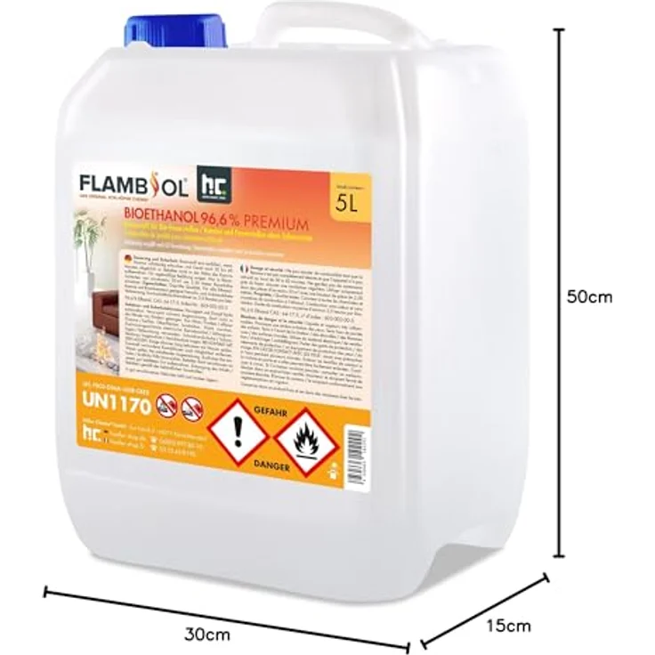 Höfer Chemie GmbH 1 x 5 Liter Bioethanol 96,6% Premium für Ethanol-Brenner oder Kamine – Bild 9