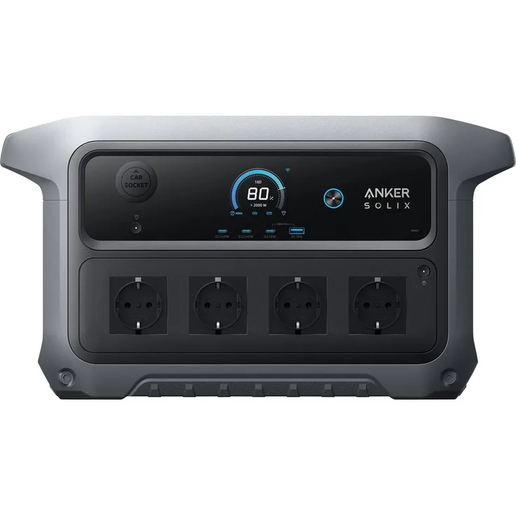 ANKER SOLIX Powerstation C 2000 Gen2, 2048 Wh, 2400 W Leistung, 4 Steckdosen, USB-C, ideal für Camping und Notfallbackup
