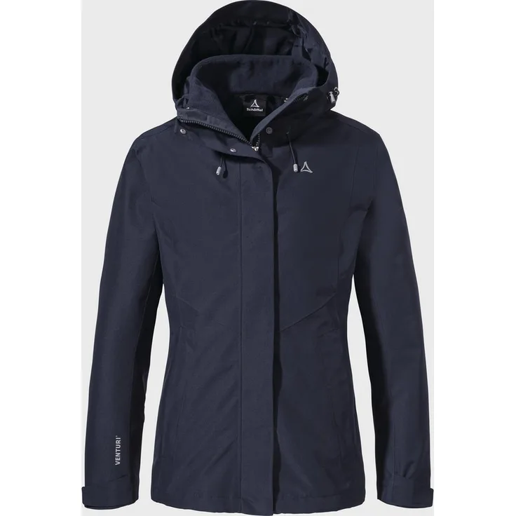 Schöffel Doppeljacke Hiking 3in1 Jacket Style Okere WMS, Wasserdicht & atmungsaktiv, verstellbare Kapuze, Reißverschlusstaschen, Schwarz