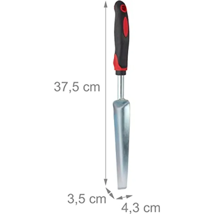 Relaxdays Unkrautstecher, Pflanzenstecher zur effektiven Unkrautentfernung, ergonomischer Griff, L: 37,5 cm, schwarz-rot – Bild 4