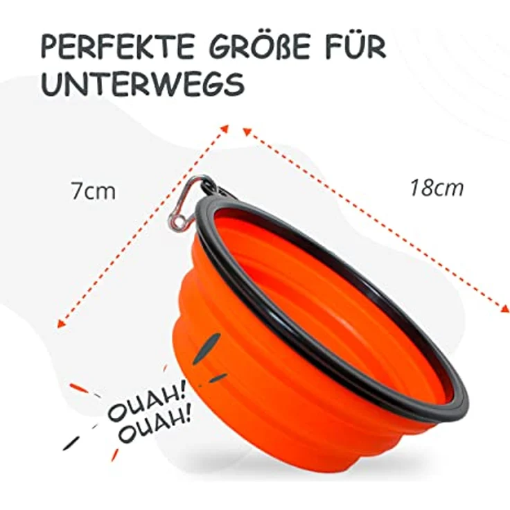 PETSATION – Hundenapf faltbar für unterwegs [Das Original] Futternapf Hund ideal für den Alltag – 1000 ml Wassernapf – Trinknapf für den Hund - Reisenapf, Fressnapf, Napf (1000ml, Orange) – Bild 5