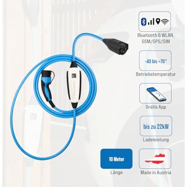 NRGkick 32A Pure GSM/GPS/SIM, Elektroauto Ladestation mit 22 kW, 10m Kabel und WLAN – Bild 2