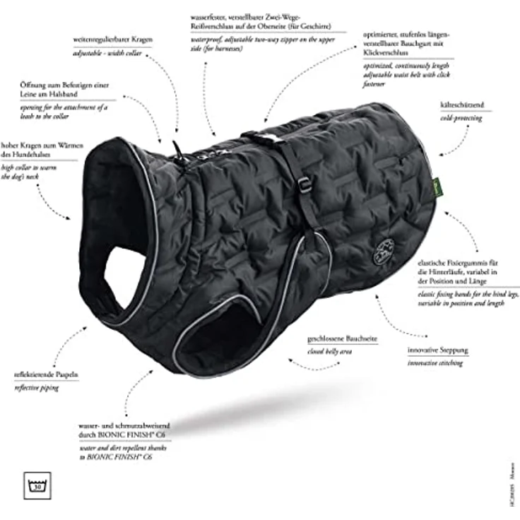 HUNTER Hundemantel Monaco 40, schwarz – Bild 4