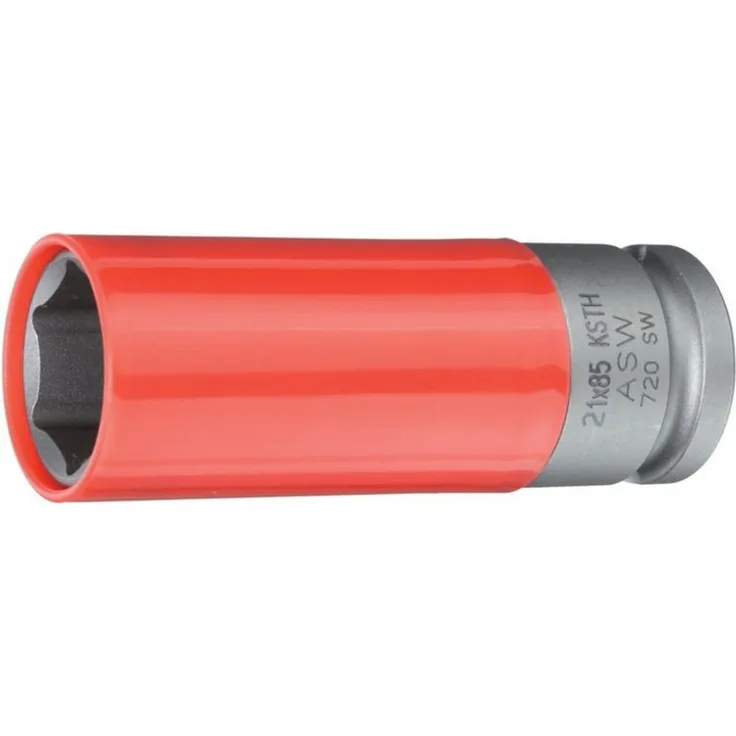 ASW Kraft-Steckschlüsseleinsatz 1/2", gehärtet und sandgestrahlt, mit Kunststoff-Hülse, 21x85mm