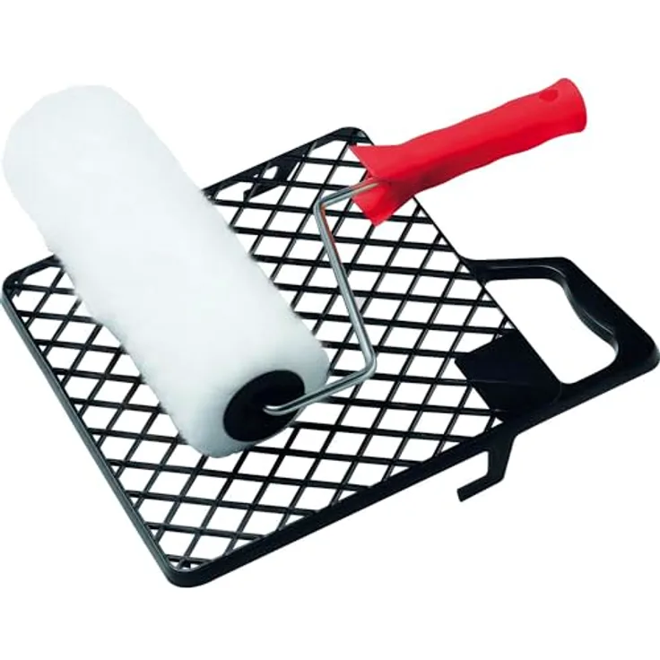SCHULLER Farbrollerset 20220, 2-tlg. Polyester Farbwalze mit Abstreifgitter, schwarz, 25 cm