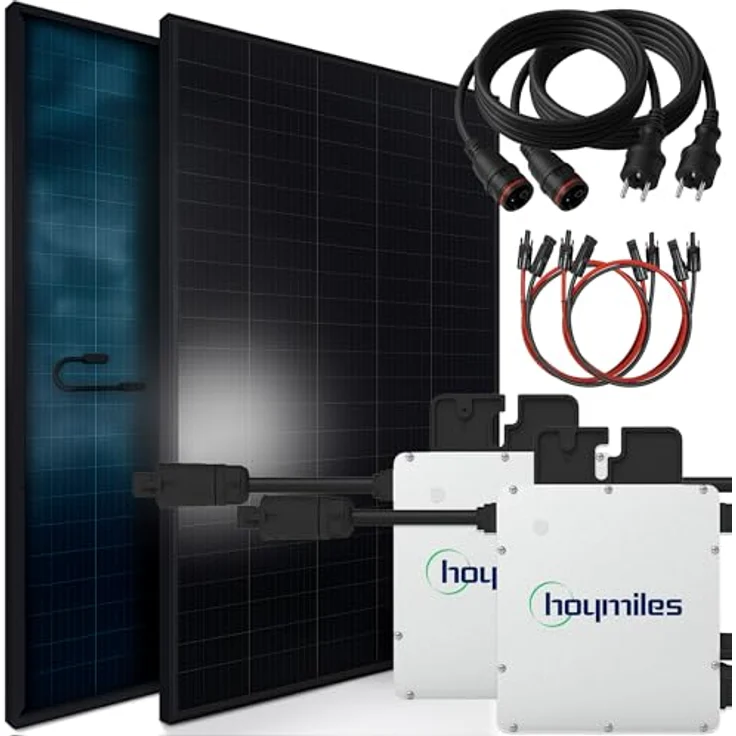 SUNNIVA® 920W Balkonkraftwerk BIFAZIAL FULLBLACK, Solaranlage Komplettset mit 2x 460W N-Type Glas-Glas Bifacial Modulen und 2x 400W Wechselrichtern, steckerfertig – Bild 1