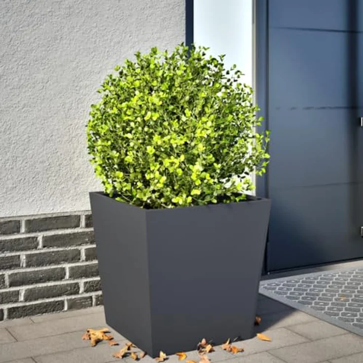 vidaXL Pflanzkübel Anthrazit 50x50x50 cm Stahl - Rostbeständig, Viel Platz, Unkraut- und Schädlingsschutz – Bild 2