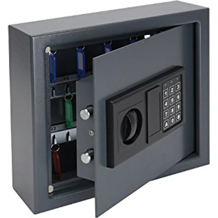 HMF 2030-11 Schlüsseltresor mit Elektronikschloss | 30 Haken | 30 x 28 x 10 cm | Anthrazit