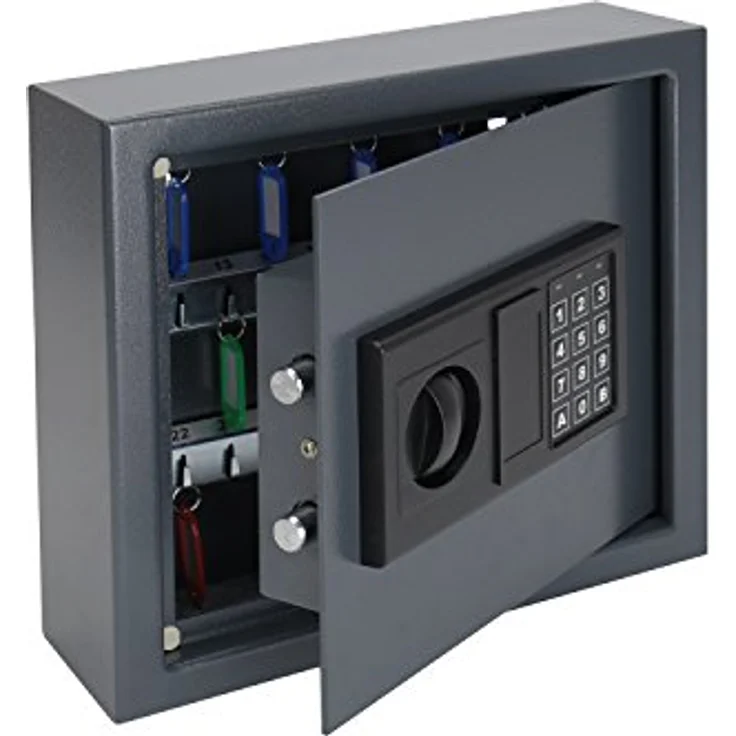 HMF 2030-11 Schlüsseltresor mit Elektronikschloss | 30 Haken | 30 x 28 x 10 cm | Anthrazit – Bild 1