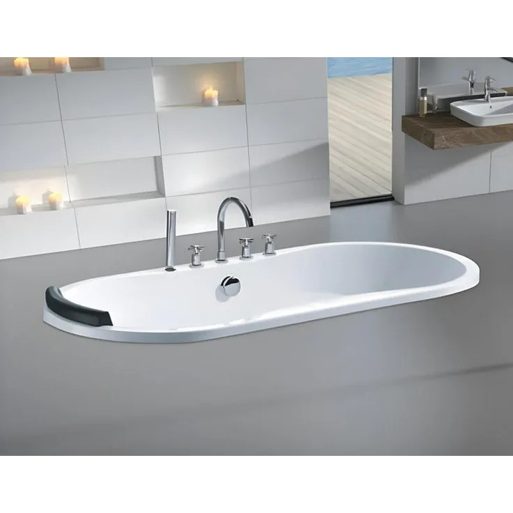 Xlmoebel Wellnessbadewanne, oval aus hochwertigem weißen Acryl mit Nackenstütze und Überlauf, Made in Europa, 170 x 80 cm