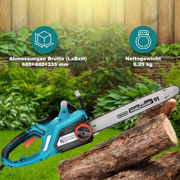Könner & Söhnen Elektro-Kettensäge KS CS2400-18, 1-tlg., geringes Gewicht, hohe Wendigkeit, reversibel, grün – Bild 2