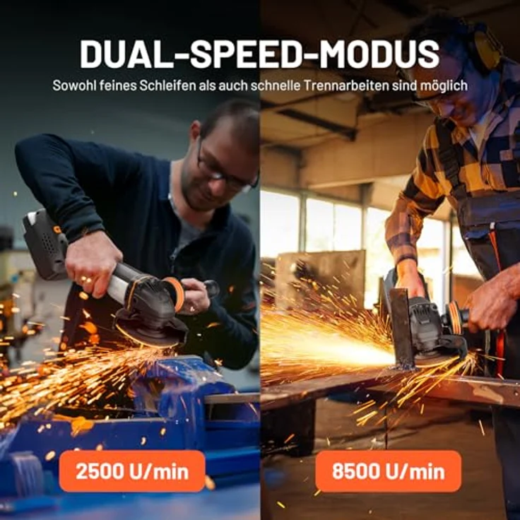 Litheli Akku-Winkelschleifer 20 V inkl. Akku 4 Ah, mit Litheli DynaDrive Brushless Motor, Dual-Speed-Modus und Litheli ProGrip, schwarz – Bild 5