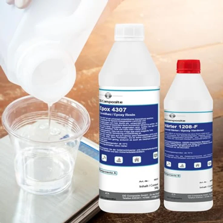 DD Composite 750g GFK Epoxidharz mit Härter + 1m² Glasfilamentgewebe 390g/m², lösemittelfrei, hohe Chemikalienbeständigkeit – Bild 3
