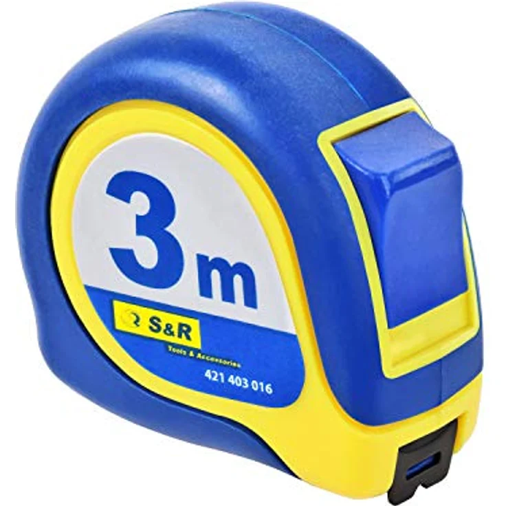 S&R Bandmaß 3m, Federbandstahl mit Magnet-Winkel, Nylon-Polymer beschichtetes Massband, schlagfestes Gehäuse Bandmaß, MUSTANG - Serie | Zollstock Metermaß, rot – Bild 1