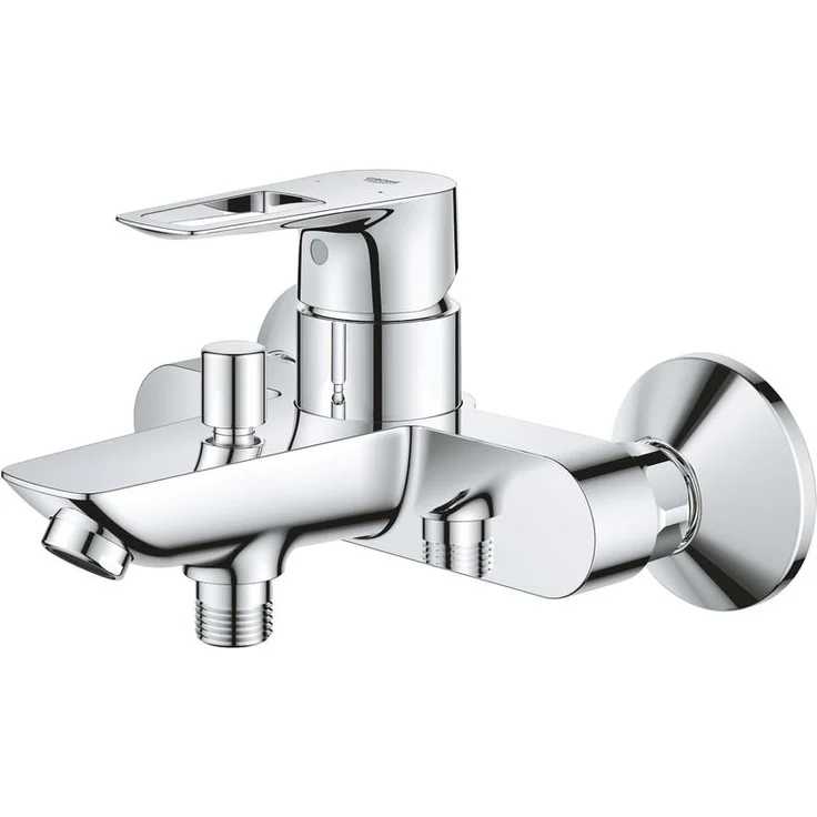 GROHE BauLoop 1-Loch-Einhand-Wannenbatterie mit Temperaturbegrenzer, Wandmontage, Chrom, S-Anschlüsse, GROHE SmoothControl 35 mm Keramikkartusche – Bild 1
