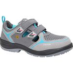 ELTEN MILA Easy ESD S1, Damen Sicherheitssandale mit Stahlkappe, grau und türkis, ESD-fähig, orthopädisch zertifiziert