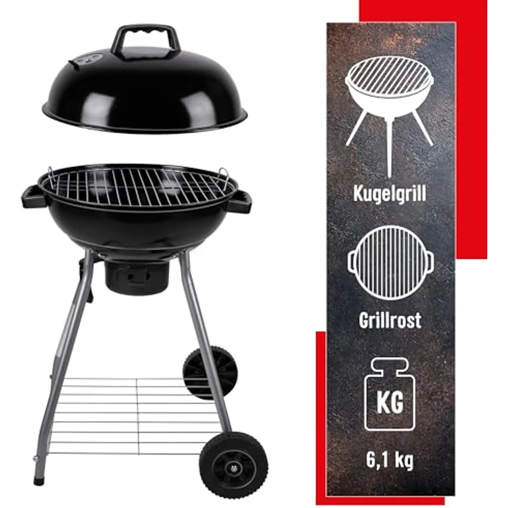 BBQ Collection Kugelgrill - Holzkohlegrill mit ein Lufteinlass im Deckel - Aschebehälter - 45cm - 83cm Höhe – Bild 4