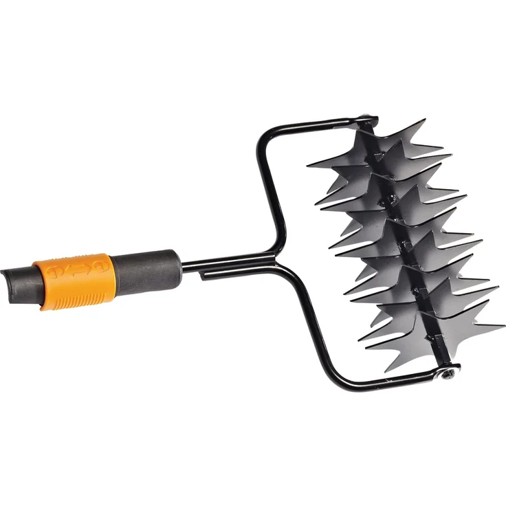 Fiskars Gartenhacke QuikFit Sternfräse, 20,5cm breit, gehärteter Stahl, 512g, 9 Blätter, schwarz