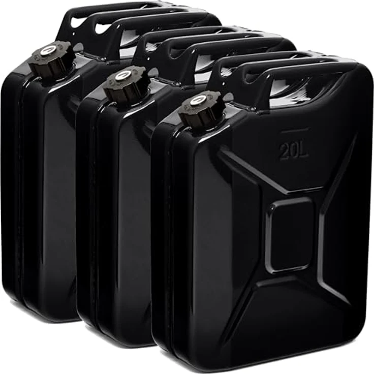 BW® Benzinkanister Metall 3x 20 Liter, schwarzer Kraftstoffkanister mit Schraubverschluss, TÜV-geprüft, UN-zugelassen, 0,9mm Stahl nach DIN 7274, Made in Europe – Bild 1
