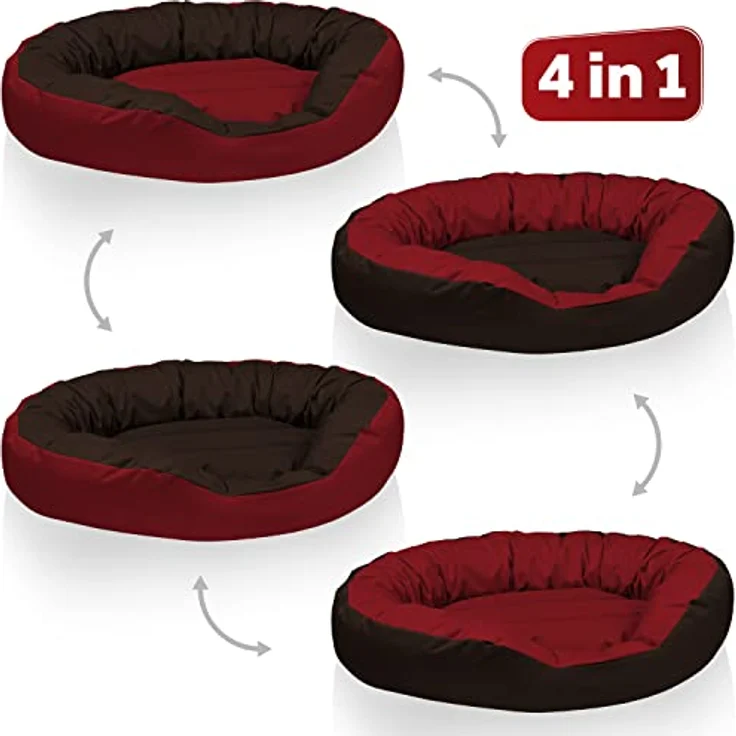 BedDog® Hundebett Sunny, großes Hundekörbchen aus Cordura, waschbares Hundebett mit Rand, Hundekissen oval, Größe L, Sultan, rot/braun – Bild 5
