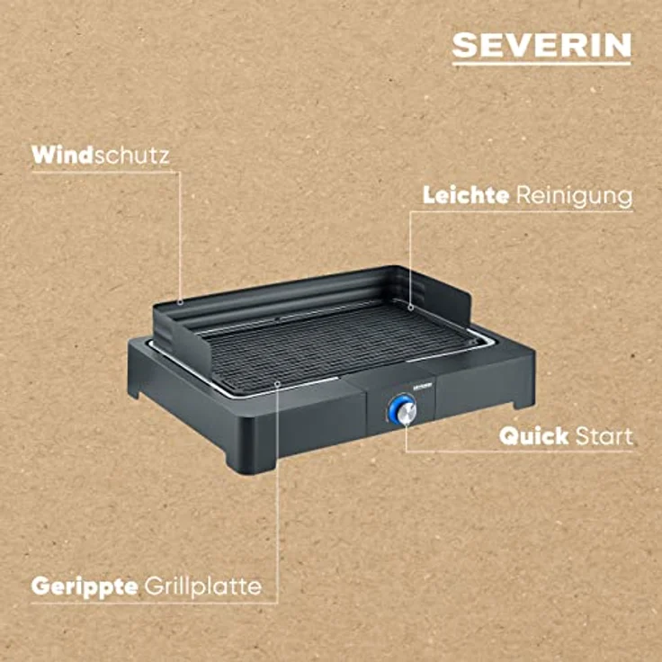Severin PG 8567 Elektrogrill schwarz 2200 Watt Leistung – Bild 4