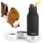 Asobu - Dog Bowl Buddy - Edelstahlflasche mit 2 Näpfen Schwarz