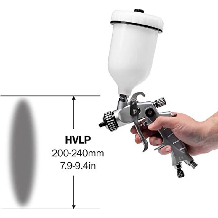 BenBow Lackierpistole PK60 HVLP 1,8 mm + 600 ml Fließbecher, optimal für Autogrundierungen und DIY, hohe Sprühqualität, Druckluft-Spritzpistole – Bild 2