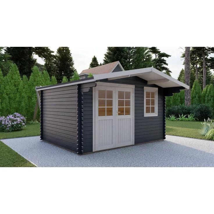Finn Art Blockhaus Gartenhaus Norwegen 15, 4x3m, Holz, 40mm Wandstärke, ohne Fußboden, ohne Dacheindeckung
