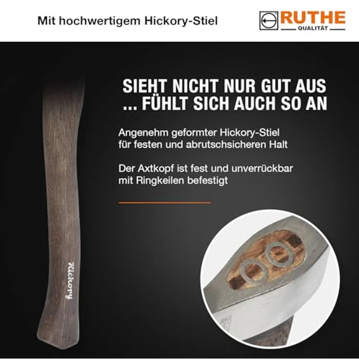 RUTHE 3006062019 - Hacha DIN 5131 B ? 7294 B con mango de madera de hickory (600 g) – Bild 6
