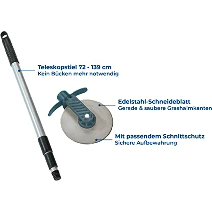Maximex Rasenkanten-Roller Cut - für rücken- und knieschonendes Arbeiten, Edelstahl rostfrei, 5.5 x 72-139 x 15 cm – Bild 4